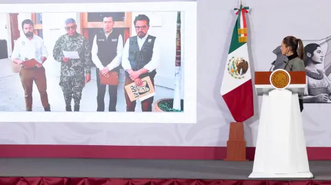 La presidenta Claudia Sheinbaum durante su conferencia matutina del lunes 29 de diciembre.