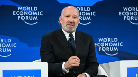 US Commerce Secretary Howard Lutnick speaks during the World Economic Forum (WEF) annual meeting in Davos on January 20, 2026. The World Economic Forum takes place in Davos from January 19 to January 23, 2026. (Photo by Fabrice COFFRINI / AFP)