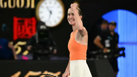 La ucraniana Elina Svitolina celebra la victoria.