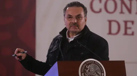 Octavio Romero Oropeza, director general de Petróleos Mexicanos en la conferencia matutina en Palacio Nacional. Foto EE: Eric Lugo