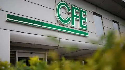The logo of Mexico's state-run electricity utility known as the Federal Electricity Commission (CFE), is seen at its building office in Monterrey, Mexico November 5, 2019. REUTERS/Daniel Becerril