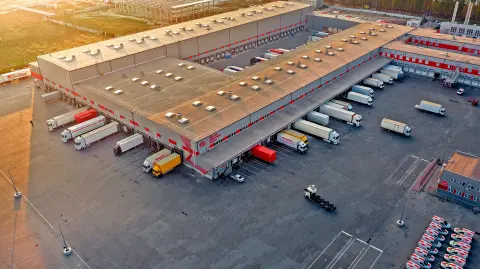 Aerial,View,Of,A,Logistics,Park,With,Warehouse,,Loading,Hub
