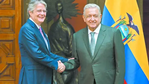 El presidente de Ecuador, Guillermo Lasso con Andrés Manuel López Obrador