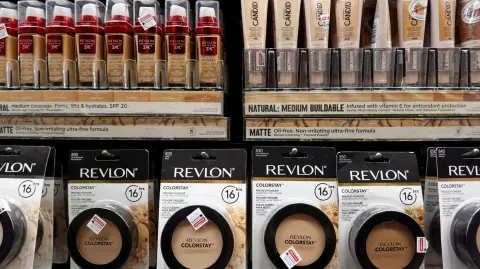 FILE PHOTO: Revlon products are seen for sale in a store in Manhattan, New York City