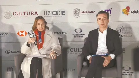 Daniela Michel y Alejandro Ramírez, directora y presidente del FICM, anunciaron este miércoles la edición 21 del festival. Foto EE: Rosario Servin