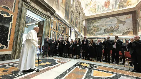 El Papa Francisco en su encuentro con directivos de universidades latinoamericanas. Foto EE: Especial