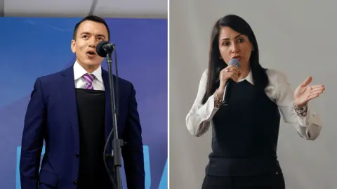 Daniel Noboa y Luisa González, aspirantes a la presidencia de Ecuador. Foto EE: Reuters y AFP