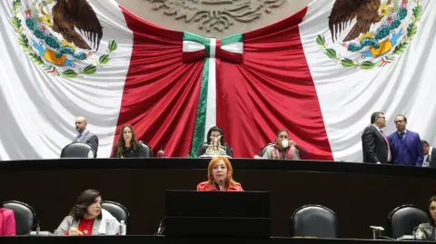 La presidenta de la Comisión Nacional de los Derechos Humanos presentó al Congreso de la Unión su informe Anual de Actividades 2023. Foto EE: Cortesía Cámara de Diputados