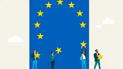 Introduction in European Union or EU Exit. European Commission. Flat vector illustration