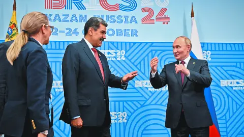 Russia's President Vladimir Putin meets with Venezuela's President Nicolas Maduro on the sidelines of the BRICS summit in Kazan on October 23, 2024.     ALEXANDER NEMENOV/Pool via REUTERS