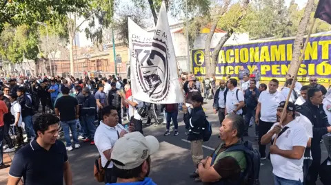 Integrantes de la Alianza de Tranviarios de México.