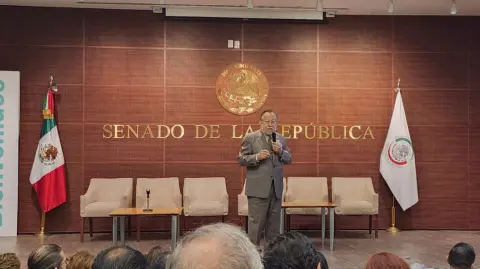 Héctor Moreira Rodríguez, durante su participación en 2023 en el foro "Presente y Futuro del Sector Energético", en el Senado de la República.