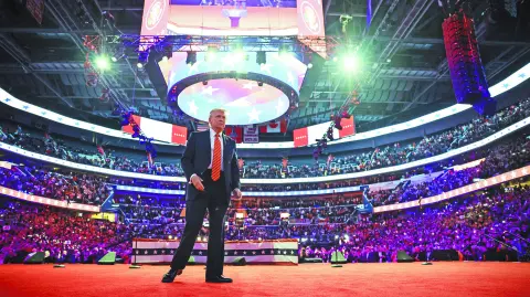 El presidente electo Donald Trump ayer en el Capital One Arena de Washington.