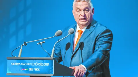 El presidente de Hungría, Viktor Orbán, durante una conferencia sobre la presidencia del Consejo de la UE, ayer 20 de enero, en Budapest.