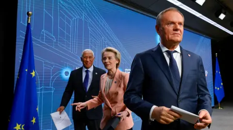 Líderes de países de la Unión Europea durante un retiro informal en Bruselas, Bélgica.