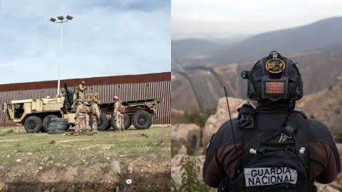 Elementos de la Infantería de Marina, así como agentes de la Guardia Nacional vigilan la frontera entre México y EU.