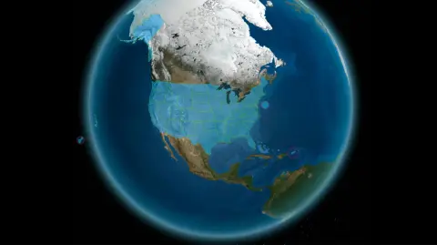 Imagen satelital de Estados Unidos y el continente americano.