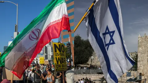 Banderas de Irán e Israel.