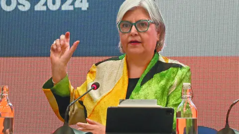 El INEGI presentó los resultados de los censos Económicos 2024  donde la presidenta Graciela Márquez puntualizó las dudas de los periodistas Foto Rosario Servin