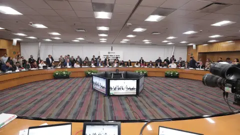 Sesión de las Comisiones Unidas de Justicia y Hacienda y Crédito Público de la Cámara de Diputados.