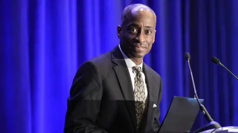 WASHINGTON, DC - MAY 18: Federal Reserve Board Governor Philip Jefferson speaks at the National Association of Insurance Commissioners Forum at the Hyatt Regency Hotel May 18, 2023 in Washington, DC. Jefferson, who joined the Federal Reserve's Board of Governors in May 2022, was nominated by President Biden last week to be Vice Chair of the Federal Reserve Board.   Drew Angerer/Getty Images/AFP (Photo by Drew Angerer / GETTY IMAGES NORTH AMERICA / Getty Images via AFP)