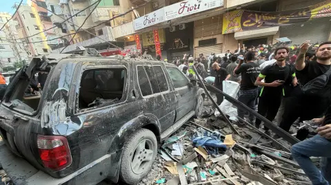 Bombardeo en el sur de Beirut, Libano, por parte de fuerzas de Israel.