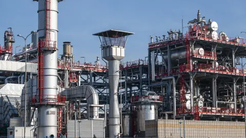 This photograph shows the Petroleum Industry of Serbia (NIS), Serbias only oil refinery, which has halted production and is in the process of shutting down due to US sanctions in Pancevo on December 10, 2025. The refinery  that previously supplied around 80 percent of Serbias fuel needs  has been unable to receive crude oil since October 9, 2025 after its Russian majority owners were hit by US sanctions over Moscows invasion of Ukraine. (Photo by Andrej ISAKOVIC / AFP)