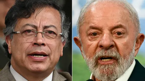 Gustavo Petro, presidente de Colombia, Luiz Inácio Lula de Silva, presidente de Brasil.