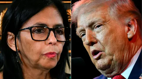 Delcy Rodríguez, presidenta interina de Venezuela y Donald Trump, presidente de Estados Unidos.