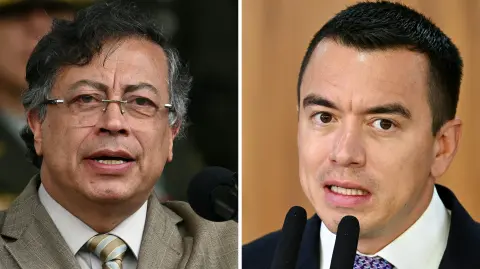El presidente de Colombia, Gustavo Petro y el presidente de Ecuador, Daniel Noboa.