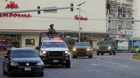 Operativo de vigilancia en el centro de Guadalajara, Jalisco, tras la muerte de El Mencho.