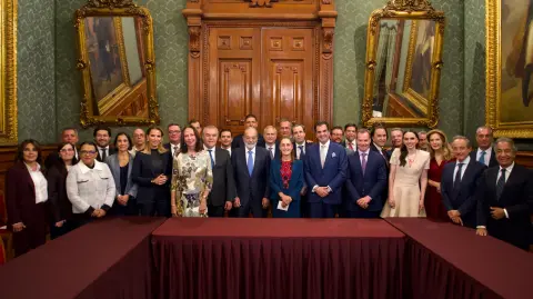 La presidenta de México, Claudia Sheinbaum, recibió a empresarios en Palacio Nacional.