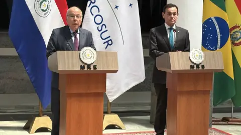 El canciller paraguayo, Rubén Ramírez, y el ministro brasileño, Mauro Vieira.