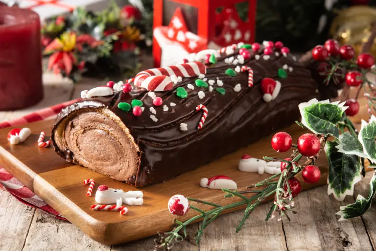 Tronco de Navidad con galletas Marías.