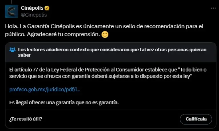 Cinépolis respondió a sus clientes.