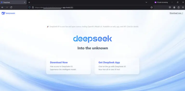 Sitio falso de deepseek.