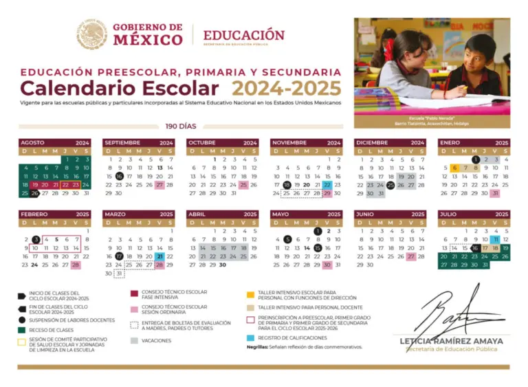 Calendario de la SEP, Ciclo Escolar 2024-2025.