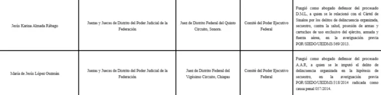 Lista de candidatos con carpeta de investigación.