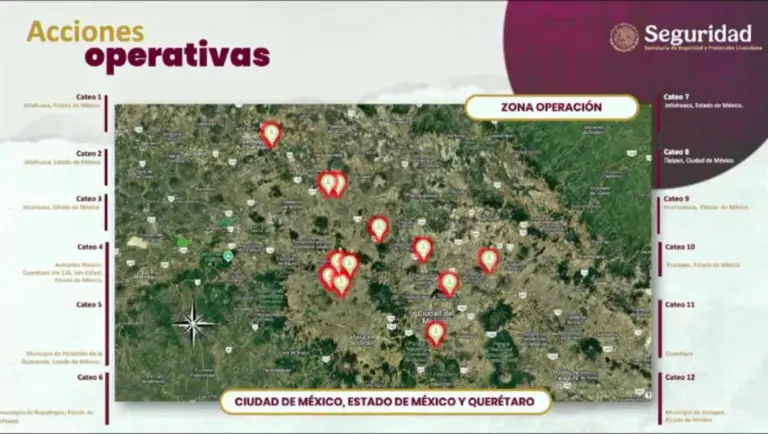 Zonas donde se realizó el operativo contra la red de huachicoleo.