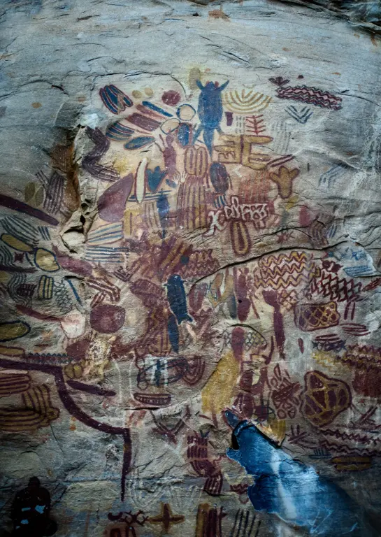 Pintura dentro de una cueva en el Parque Nacional de las Grutas de Peruaçu.