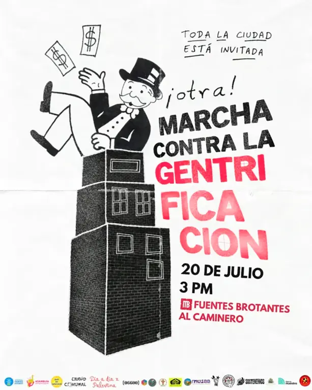 Convocatoria a segunda marcha contra la gentrificación en la Ciudad de México.