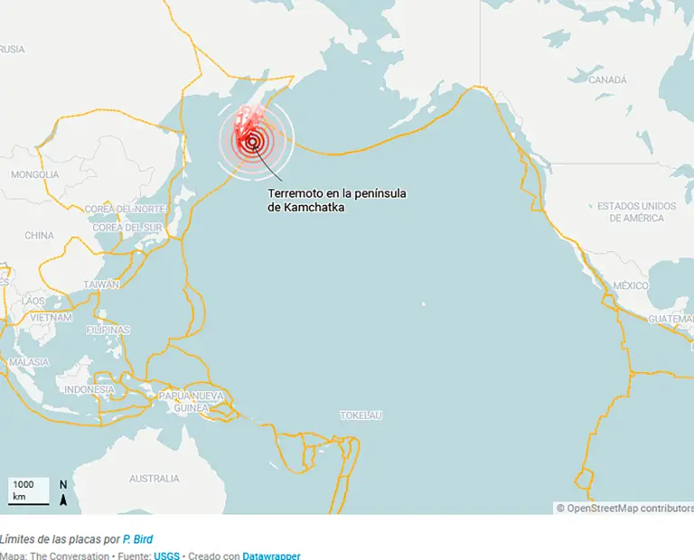 Límite de placas, sismo de Rusia.