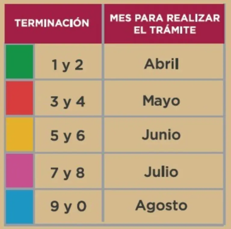 Calendario de reemplacamiento 2025.