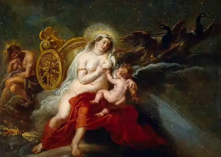 El nacimiento de la Vía Láctea del pintor Peter Paul Rubens (1636), que se encuentra en el Museo del Prado.