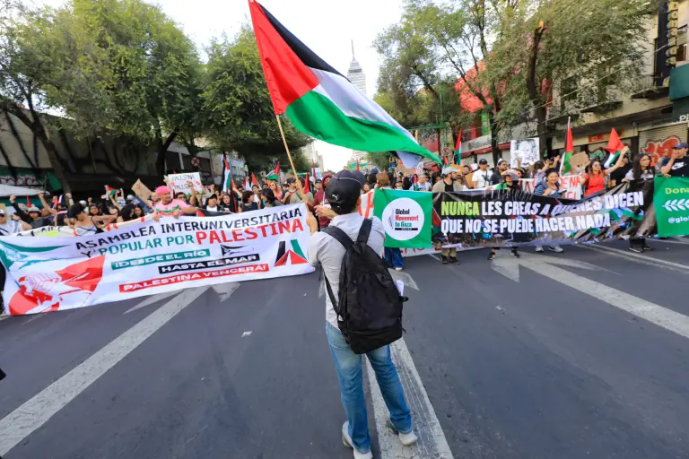 Marcha pro-Palestina en la Ciudad de México.