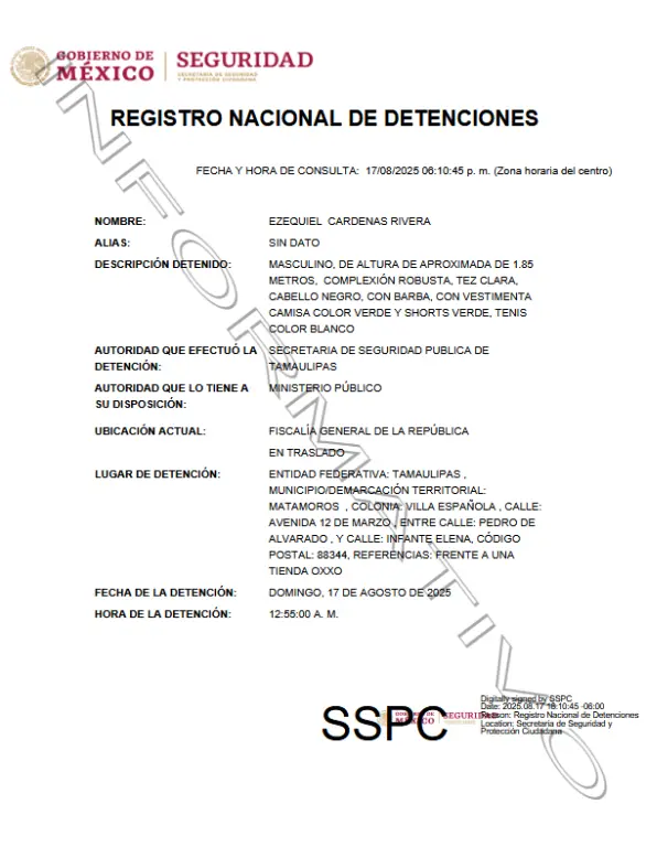 Foto: Registro Nacional de Detenciones