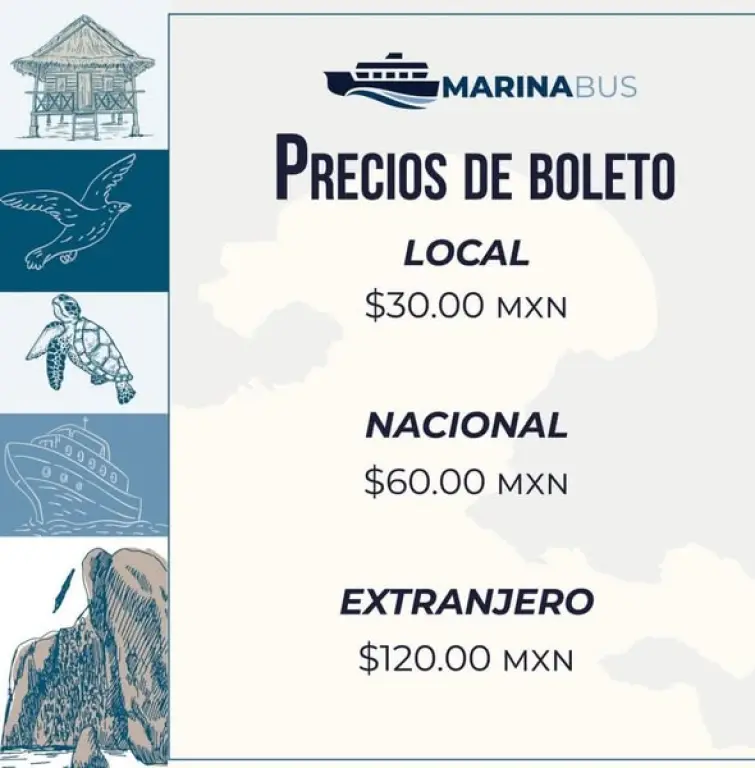 Información de precios del Marinabús en Acapulco,